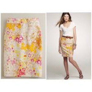 JCrew Sunshine Peony Pencil Skirt, Size 2 New!